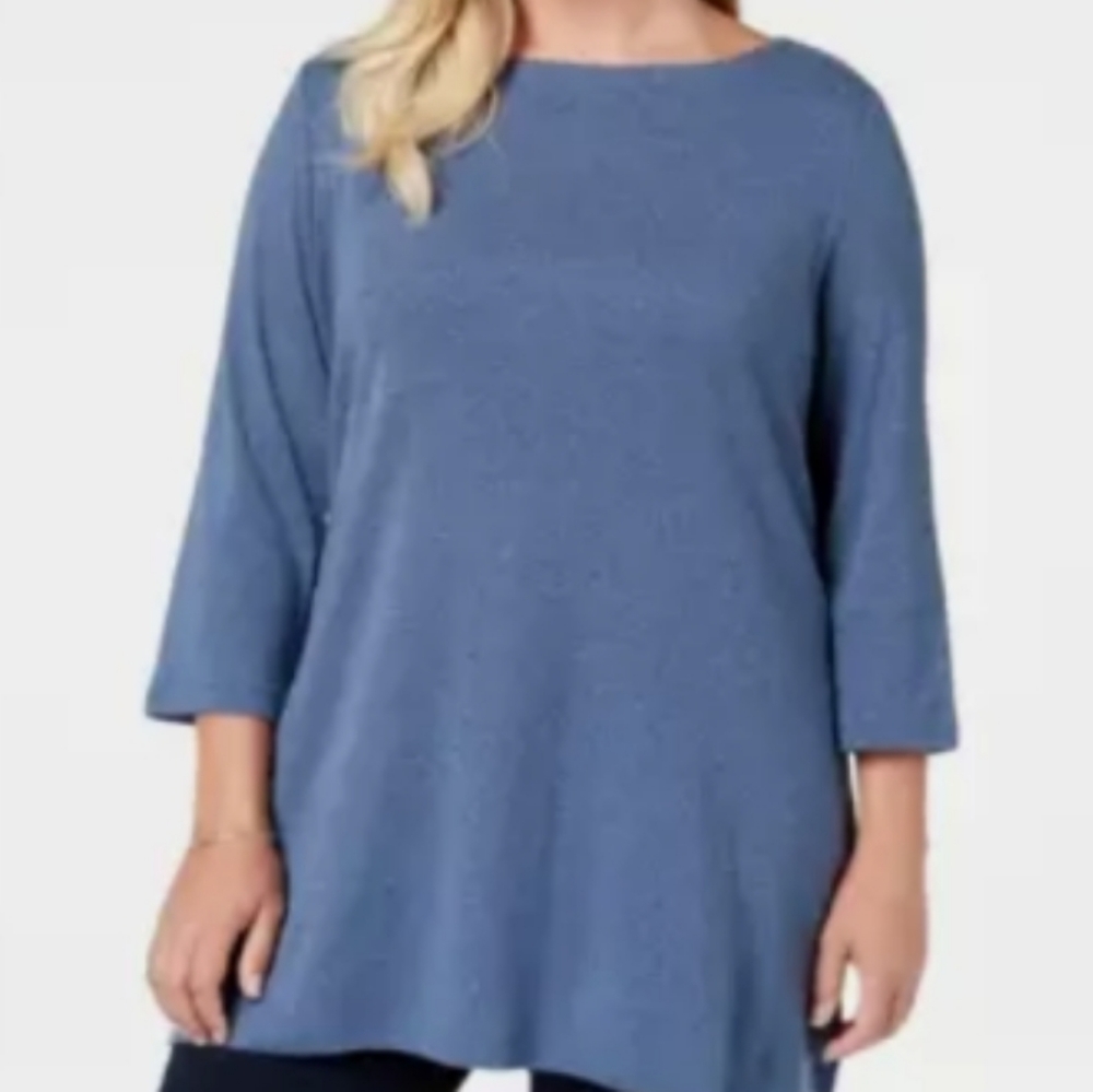 Karen Scott Plus 1X Boat Neck Tunic Blouse New